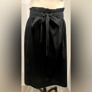 Who What Wear Black Cotton Midi Skirt with Tie Sash Belt, Black, Women’s XL